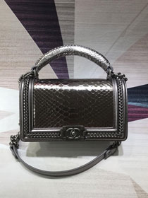 CC original python leather medium le boy handbag A94804 silver