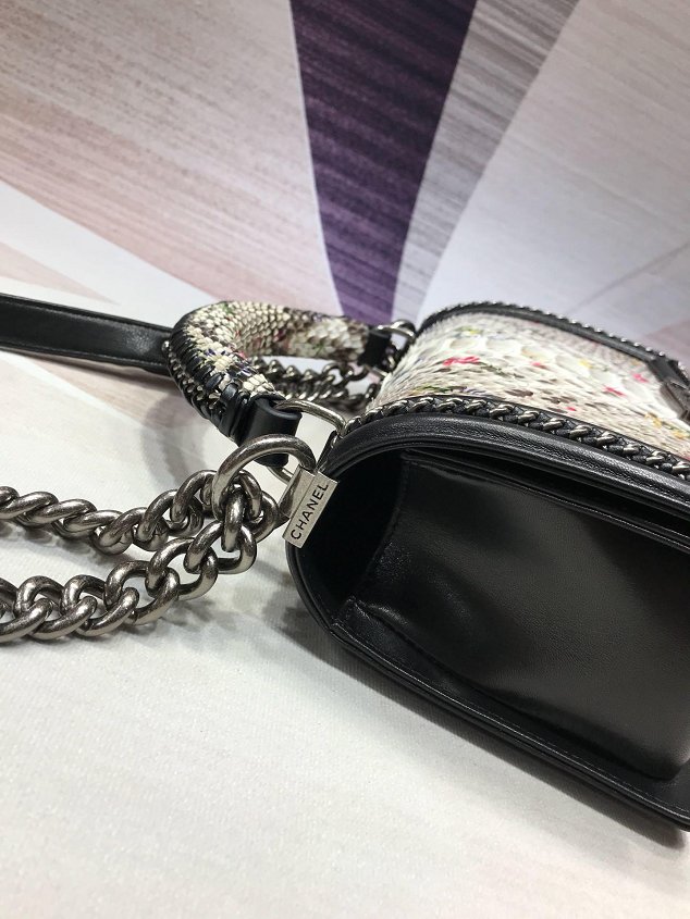 CC original python leather medium le boy handbag A94804 white