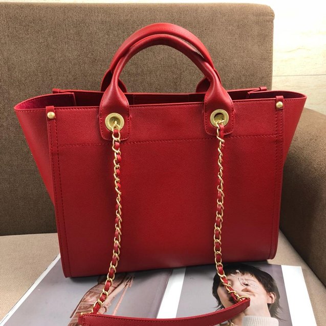 2019 CC original grained calfskin shopping bag A57069 red