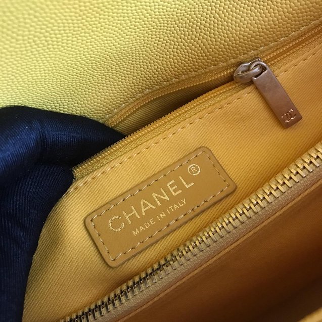 2019 CC original grained calfskin large coco handle bag A92991 yellow