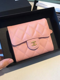 CC grained calfskin classic flap wallet AP0231 pink 
