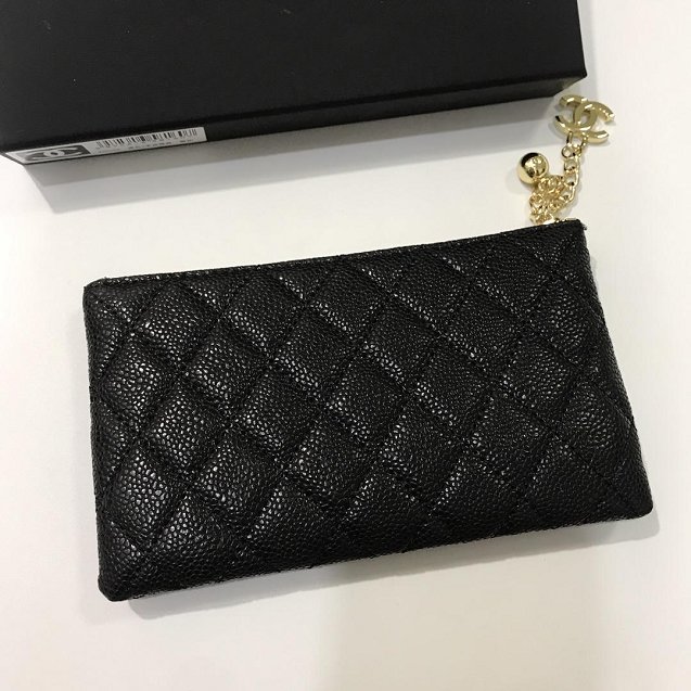 CC grained calfskin long coin purse A50169 black