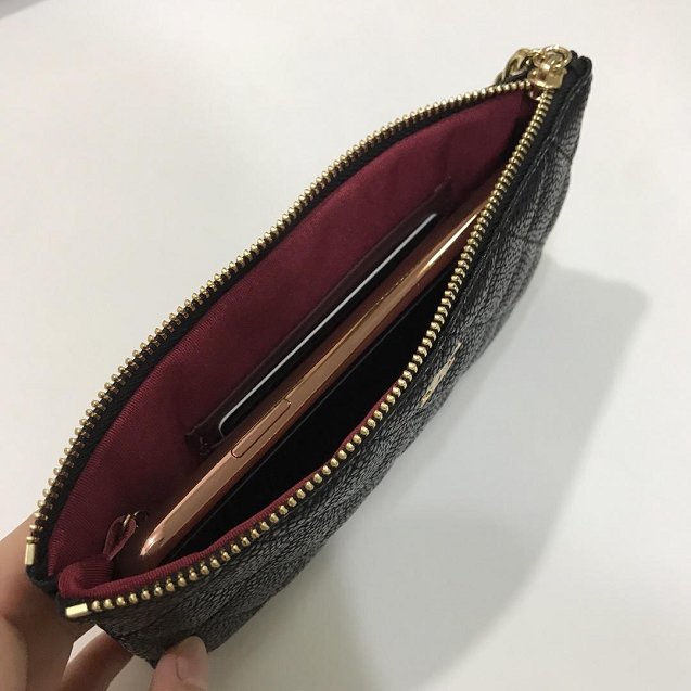 CC grained calfskin long coin purse A50169 black