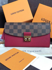 Louis vuitton damier ebene croisette long wallet N60207 burgundy
