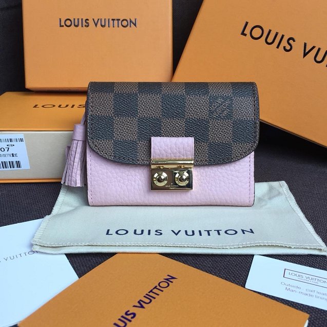 Louis vuitton damier ebene croisette wallet N60208 pink