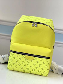 Louis vuitton original taiga leather discovery backpack M30228 lemon yellow