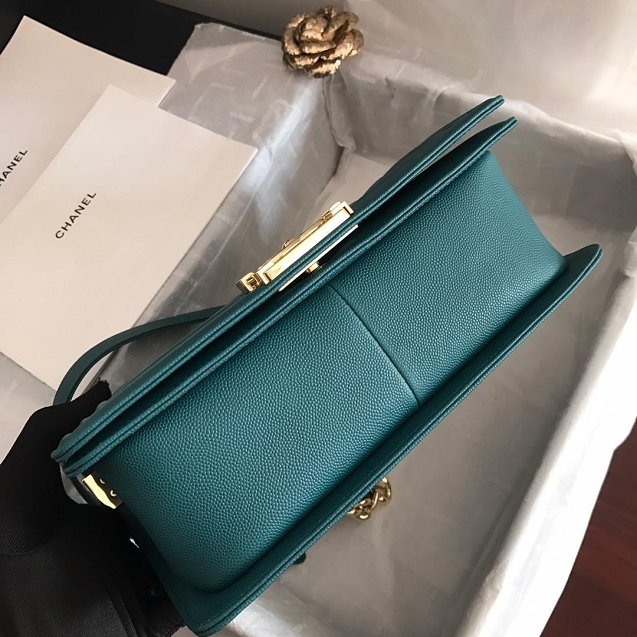 2019 CC original grained calfskin boy handbag A67086-2 turquoise