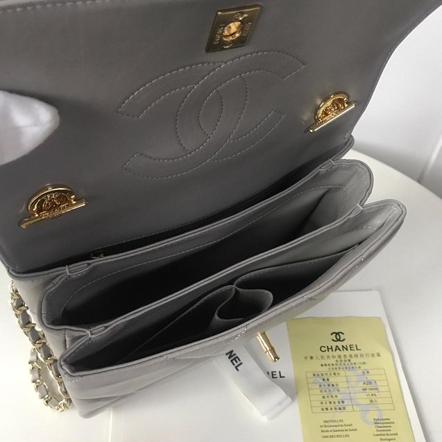2019 CC original lambskin top handle small flap bag A92236 grey