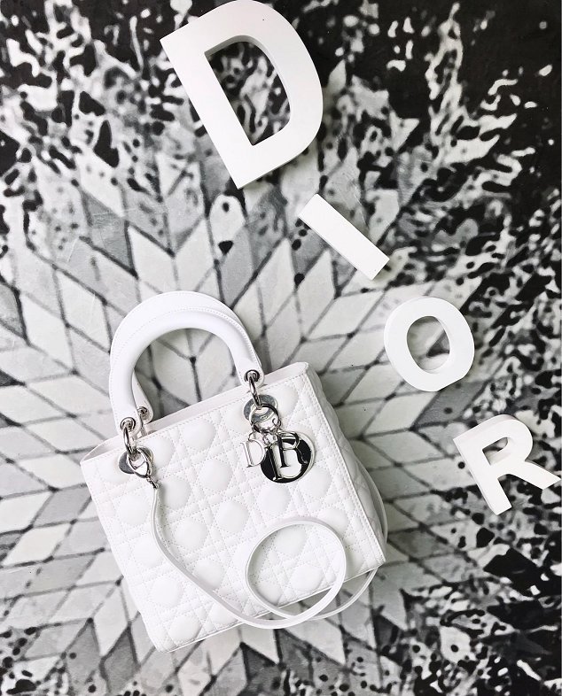 Dior original lambskin lady dior bag 44551 white
