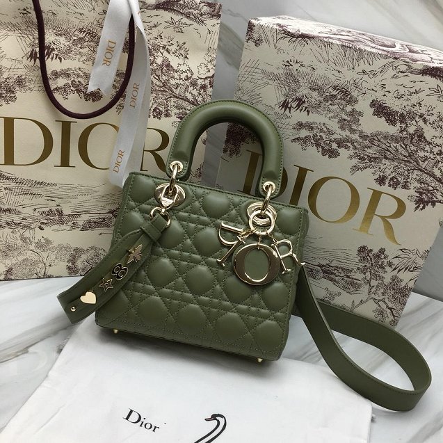 Dior original lambskin small my ABCdior bag M0538 army green