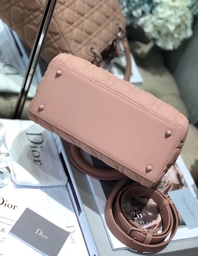 2019 Dior original lambskin medium lady dior ultra-matte bag M0565 nude