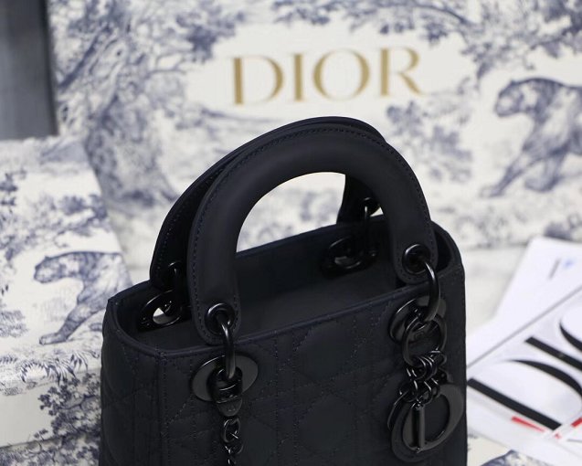 2019 Dior original lambskin mini lady dior ultra-matte bag M0505 black