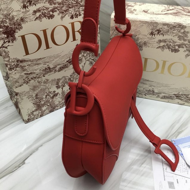 2019 Dior original calfskin ultra-matte saddle bag M0446 red