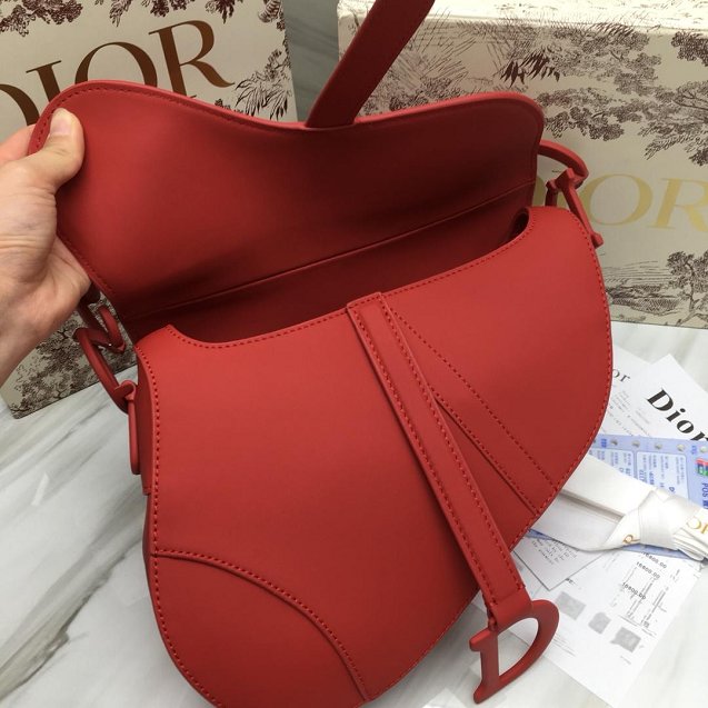 2019 Dior original calfskin ultra-matte saddle bag M0446 red