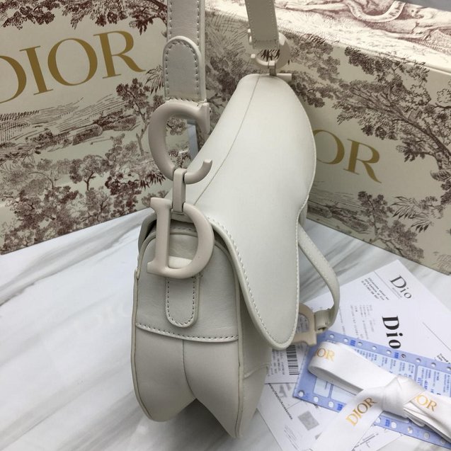 2019 Dior original calfskin ultra-matte saddle bag M0446 white