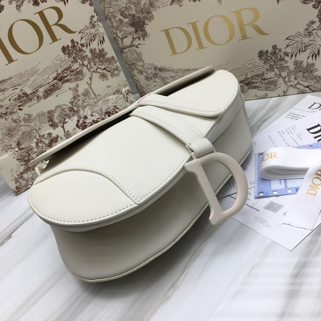 2019 Dior original calfskin ultra-matte saddle bag M0446 white