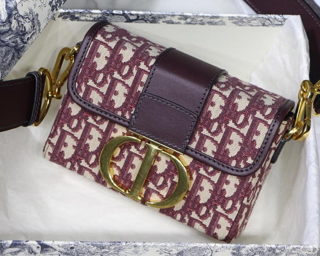 2019 Dior original canvas 30 montaigne box bag M9204 burgundy