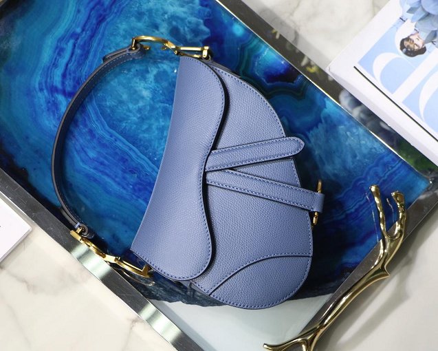 2019 Dior original grained calfskin mini saddle bag M0447 blue