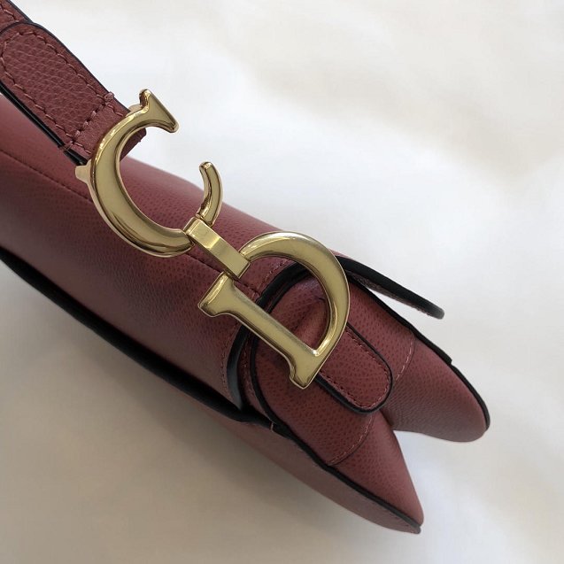 2019 Dior original grained calfskin mini saddle bag M0447 bordeaux