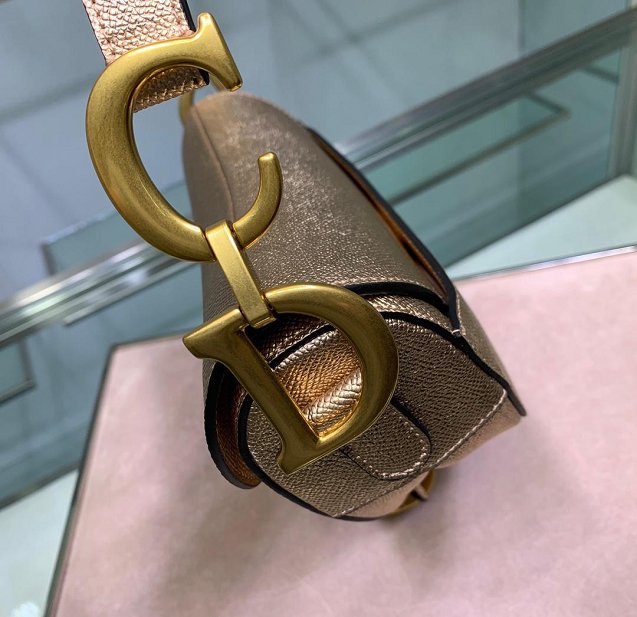2019 Dior original grained calfskin saddle bag M0446 gold