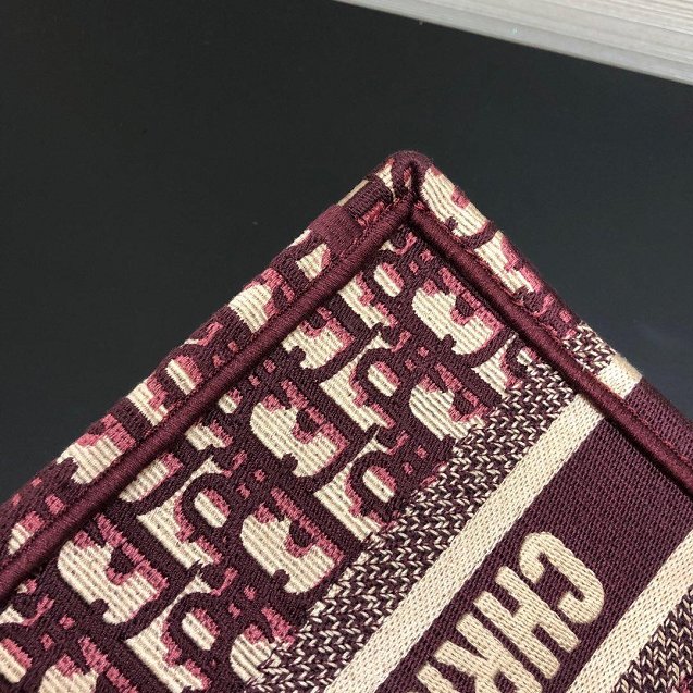 Dior original canvas book mini tote oblique bag S5475 burgundy