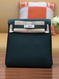 Hermes original handmade calfskin kelly ado backpack H025 blackish green