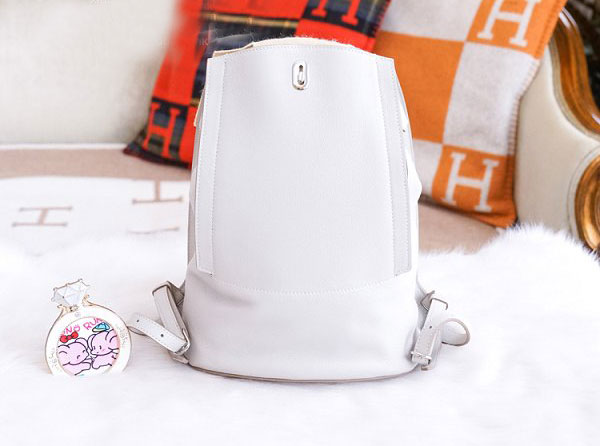 Hermes original handmade evercolour leather GR24 backpack H024 white