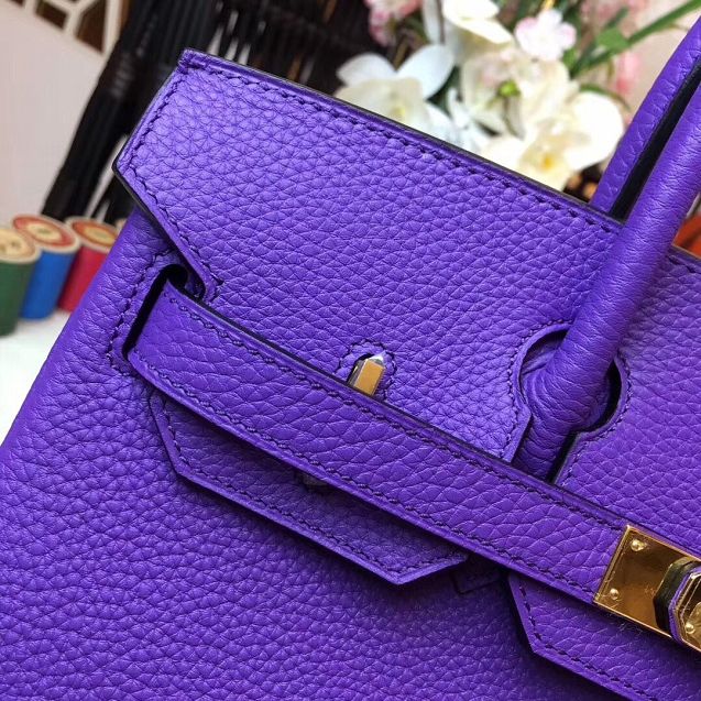 Hermes original togo leather birkin 25 bag H25-1 violet