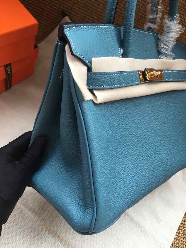 Hermes soft calf leather birkin 30 bag H30-5 blue