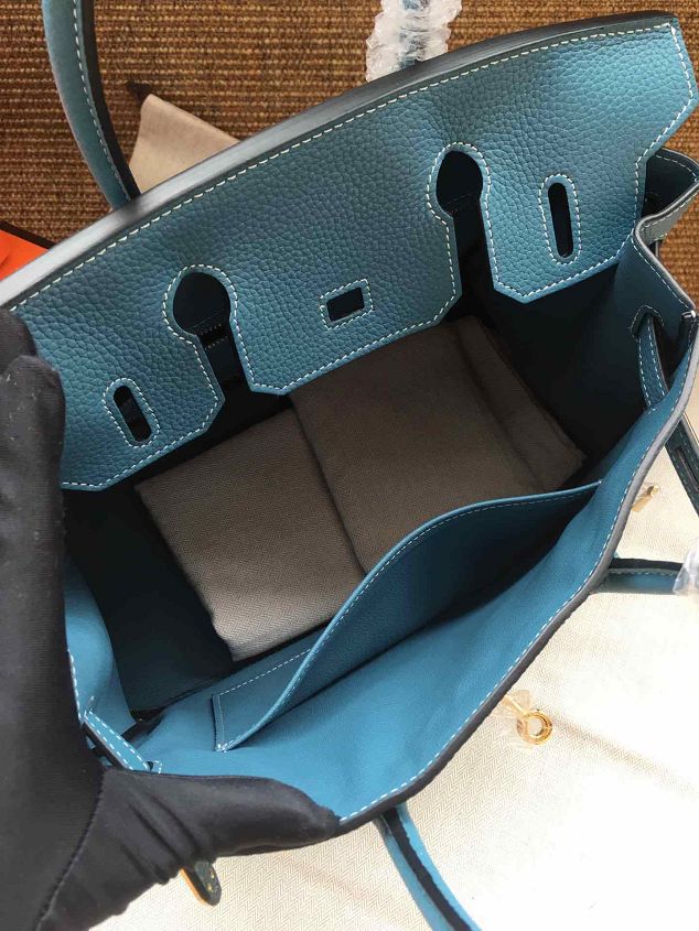 Hermes soft calf leather birkin 25 bag H25-5 blue