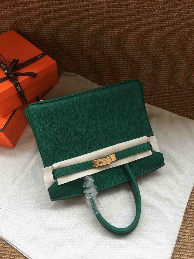 Hermes soft calf leather birkin 25 bag H25-5 green	