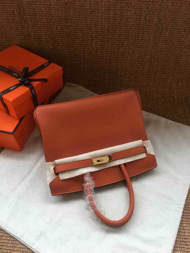 Hermes soft calf leather birkin 25 bag H25-5 orange
