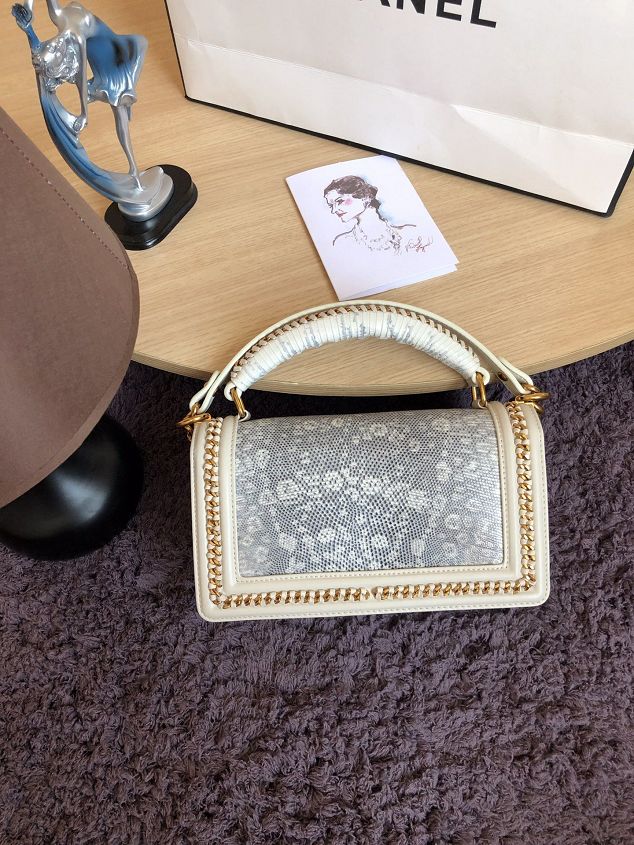 CC original python leather medium le boy handbag A94804 white