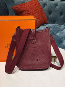 Hermes original togo leather mini evelyne tpm 17 shoulder bag E17 bordeaux