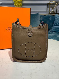 Hermes original togo leather mini evelyne tpm 17 shoulder bag E17 dark grey