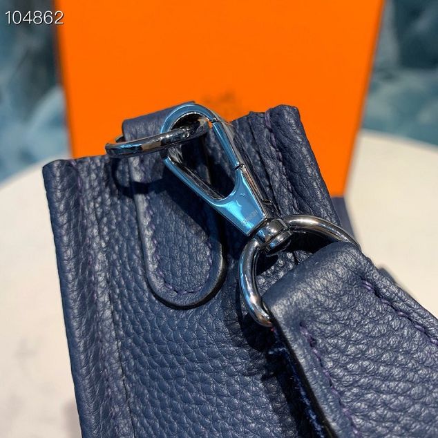 Hermes original togo leather mini evelyne tpm 17 shoulder bag E17 navy blue