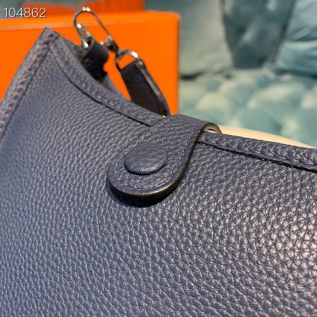 Hermes original togo leather mini evelyne tpm 17 shoulder bag E17 navy blue