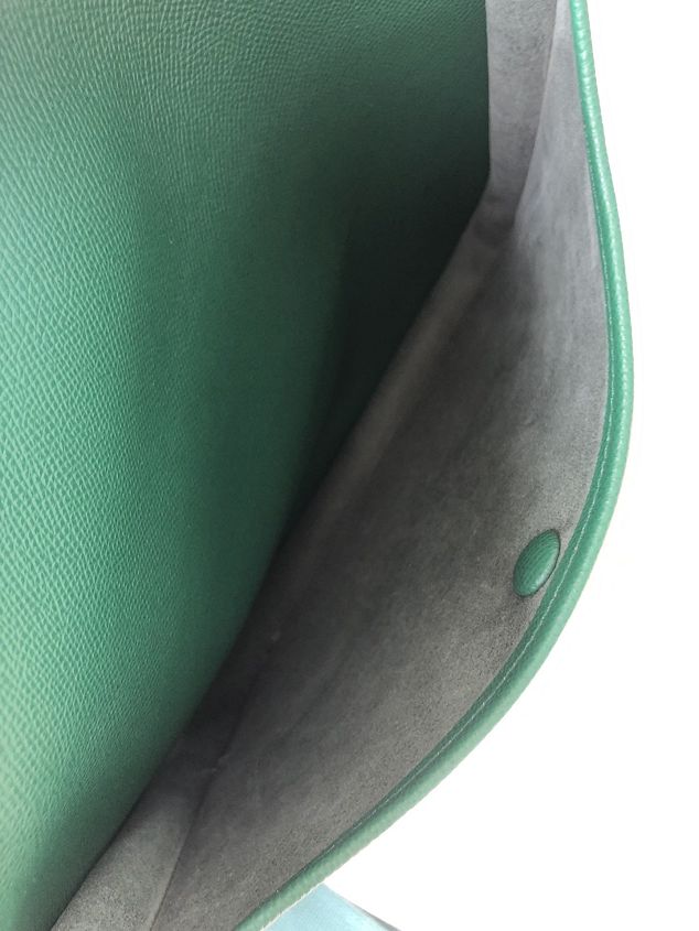 Hermes original epsom leather evelyne pm shoulder bag E28 dark green