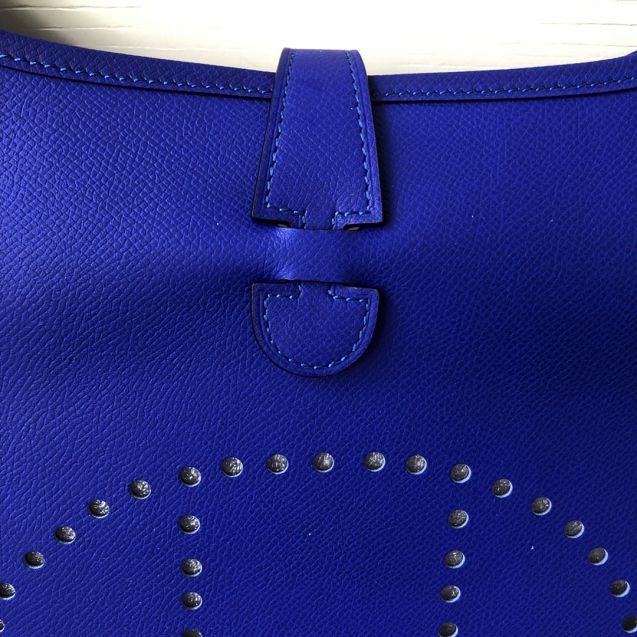 Hermes original epsom leather evelyne pm shoulder bag E28-2 electric blue