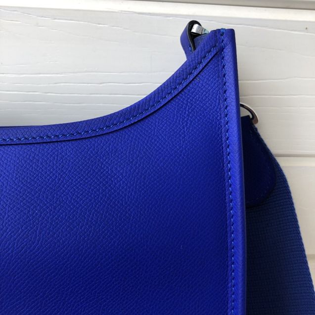 Hermes original epsom leather evelyne pm shoulder bag E28-2 electric blue