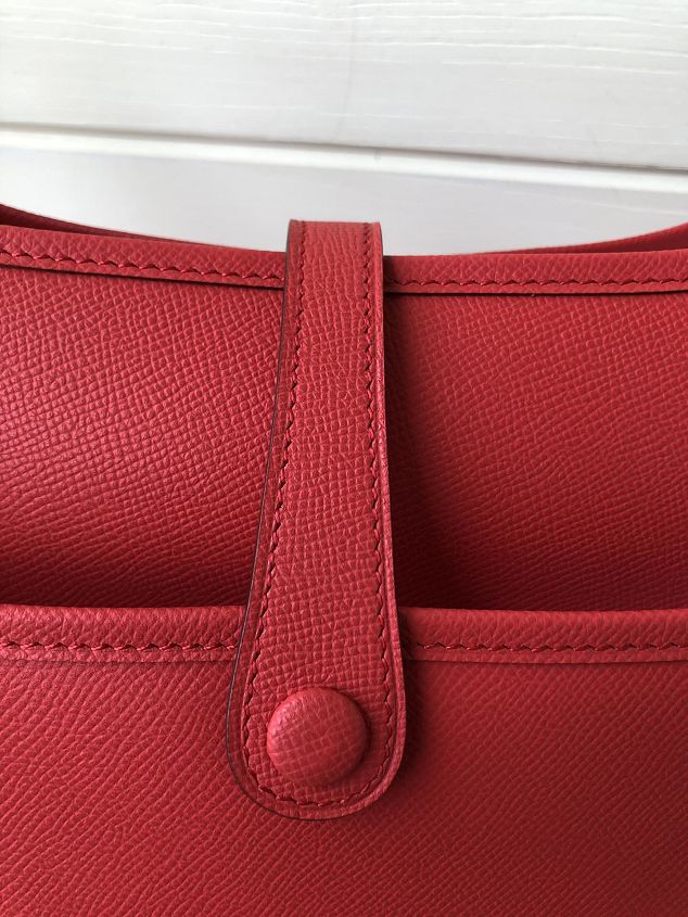 Hermes original epsom leather evelyne pm shoulder bag E28-2 red