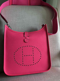 Hermes original epsom leather evelyne pm shoulder bag E28-2 rose red