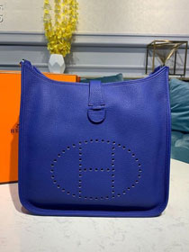 Hermes original togo leather evelyne pm shoulder bag E28 electric blue