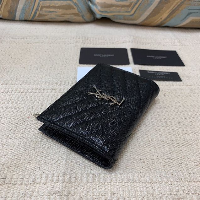 YSL original grained calfskin wallet 575974 black