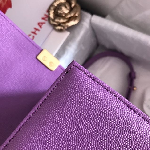 CC original grained calfskin boy handbag A67086-2 light purple