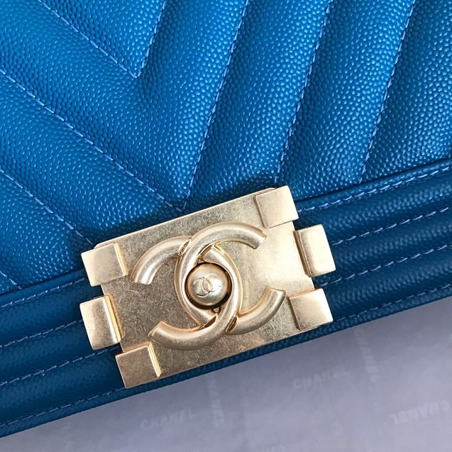 CC original grained calfskin boy handbag A67086-2 turquoise