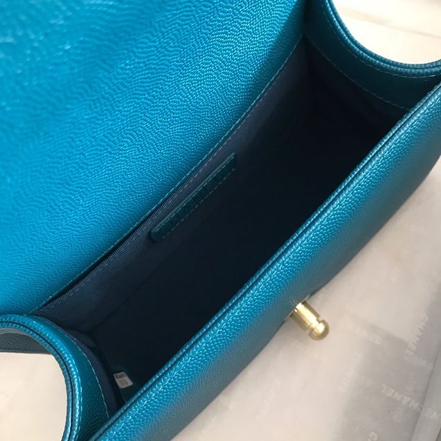 CC original grained calfskin small boy handbag A67085 turquoise	