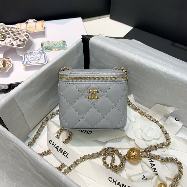 2020 CC original lambskin small box with chain AP1447 grey