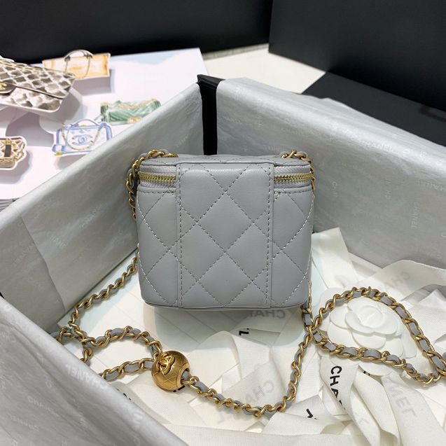 2020 CC original lambskin small box with chain AP1447 grey