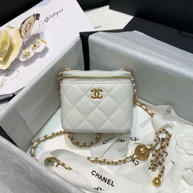 2020 CC original lambskin small box with chain AP1447 white